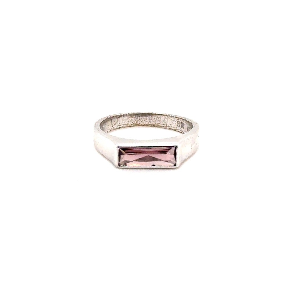 Sterling Silver 925 Baguette Cut Purple Stone Ring Size 6 Minimalist Band